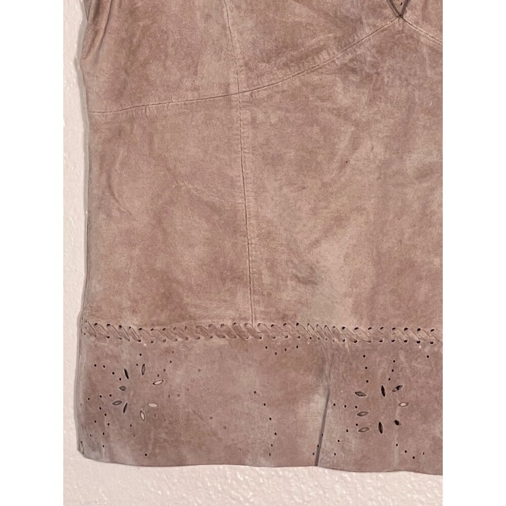 HIT P Size P Suede Leather Beige Vest Perforated Design Western Rodeo Tribal - Picture 8 of 16